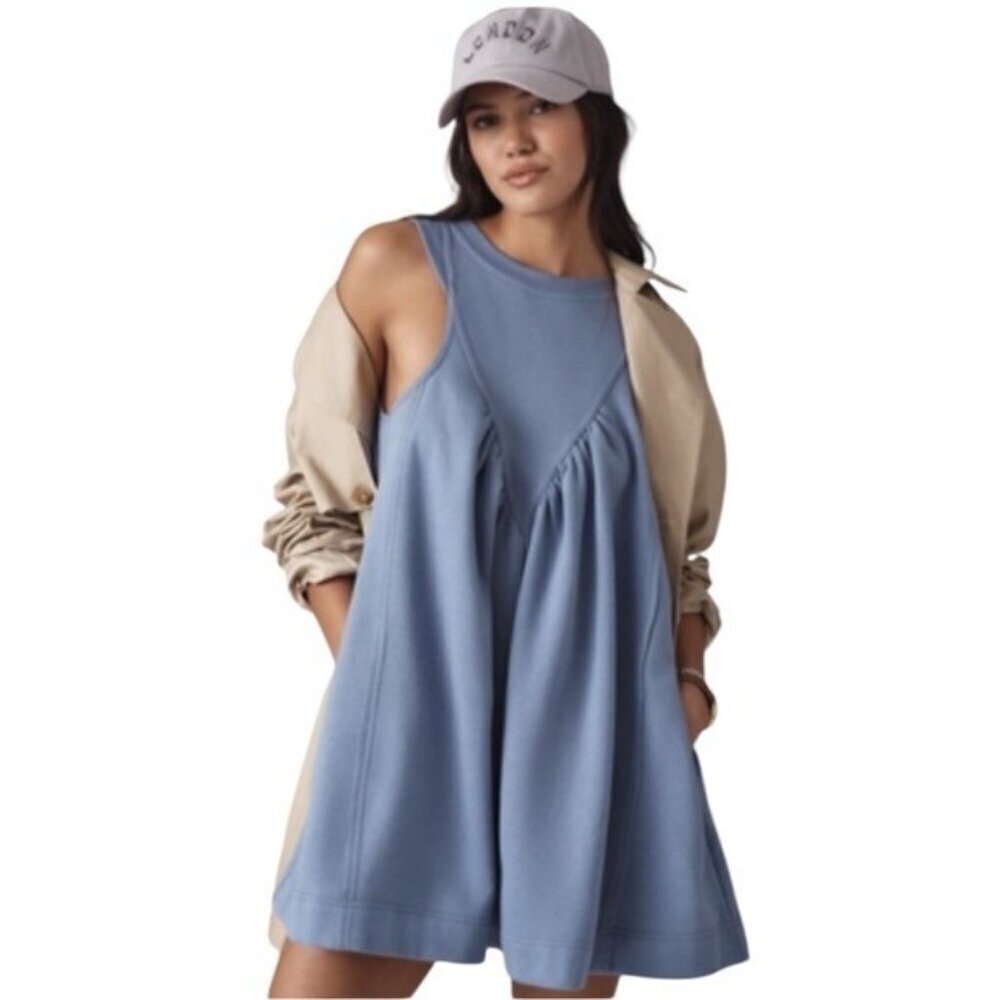 ANTHROPOLOGIE Daily Practice Active Mini Halter Dress Blue Size XL NEW